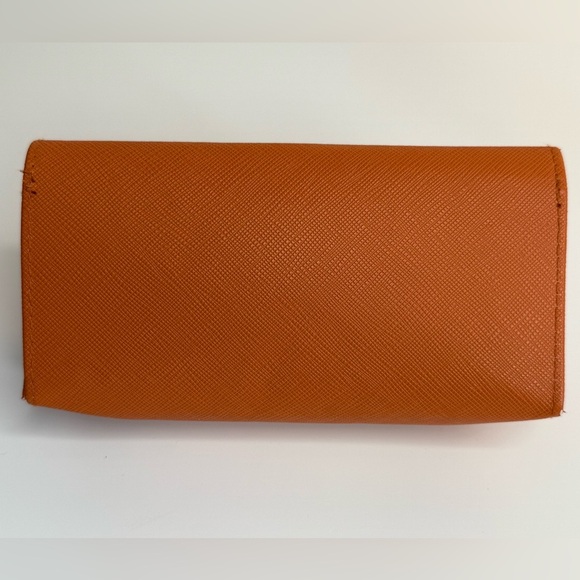 Tory Burch Vibrant Orange Leather Sunglasses Case Authentic Gold Magnetic Design - Picture 8 of 17